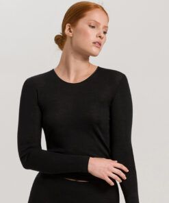 Hanro woolen silk genser svart