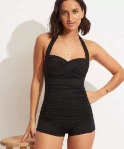 Seafolly Collective - Boyleg badedrakt, Svart