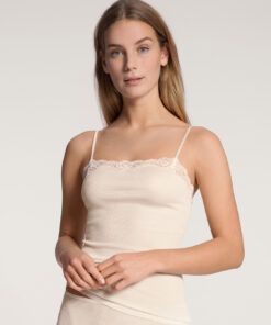 Calida Richesse Lace – Ull/Silke Topp, Light Ivory