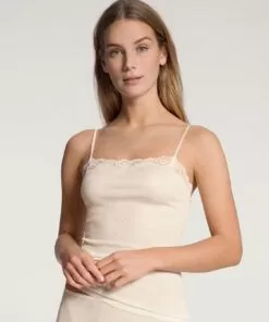 Calida Richesse Lace – Ull/Silke Topp, Light Ivory