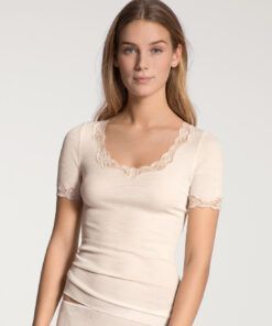 Calida Richesse Lace – Ull/Silke Topp, Light Ivory