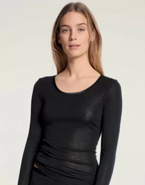 Calida True Confidence – Ull/Silke Topp ullundertøy Svart