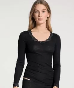 Calida Richesse Lace - Ull/Silke Topp, Svart
