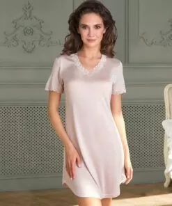 Lady Avenue Silke - Nattkjole strikket, Beige