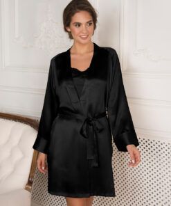 Lady Avenue Silke - Kimono Glatt, Svart