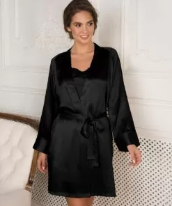 Lady Avenue Silke - Kimono Glatt, Svart