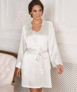 Lady Avenue Silke - Kimono Glatt, Offwhite