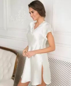 Lady Avenue Silke – Nattkjole Glatt, Offwhite