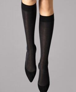 Wolford Velvet de Luxe 50 - Knestrømpe, Svart