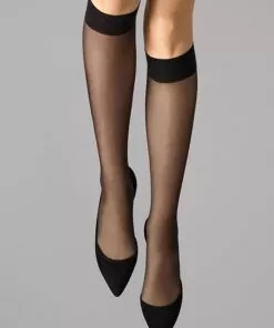 Wolford Satin Touch 20 - Knestrømpe, Svart