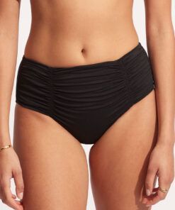 Seafolly Collective - Bikiniunderdel Gathered Front Retro, Svart