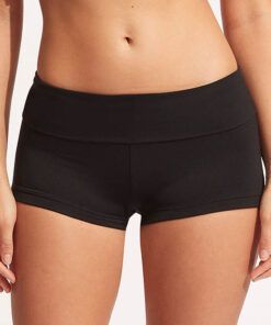 Seafolly Collective – Bikiniunderdel Roll Top Boyleg, Svart