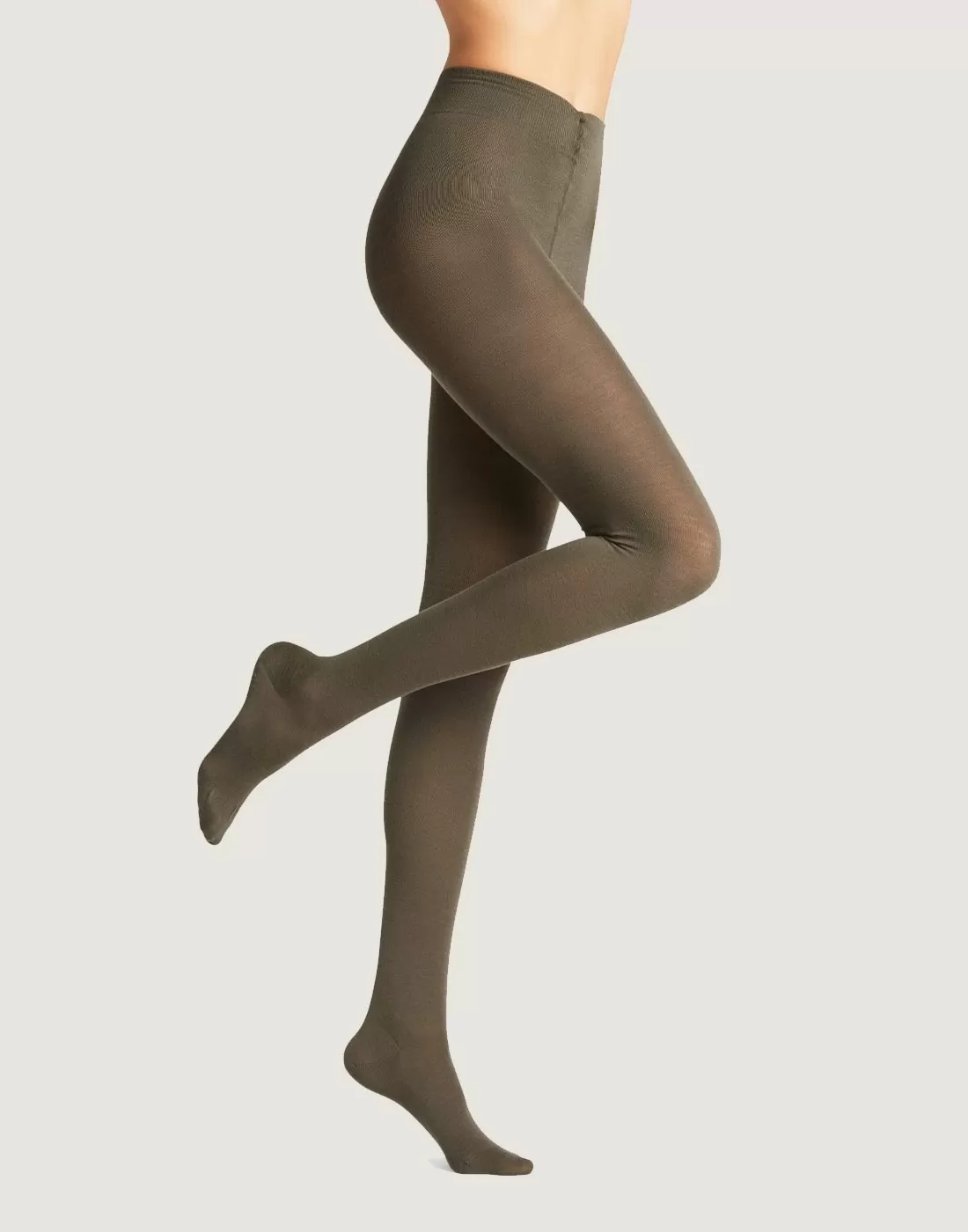 falke cotton touch strømpebukse ull military green