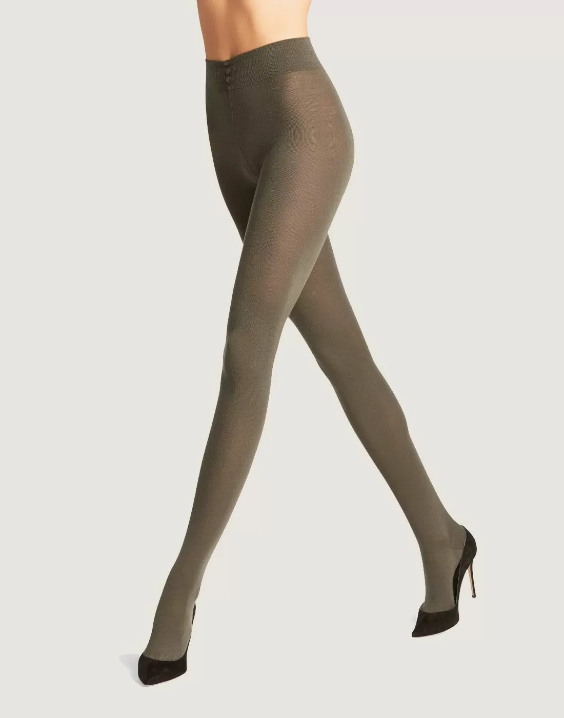 falke cotton touch strømpebukse ull military green