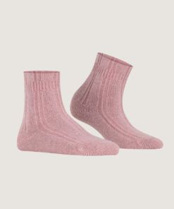 falke bedsock nattsokk ull brick rosa