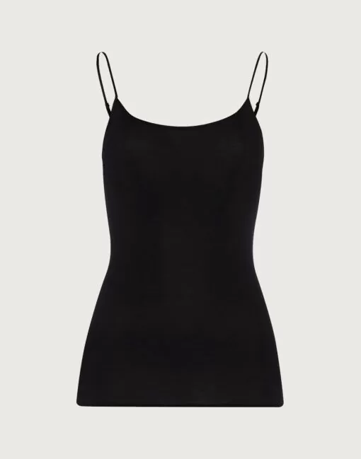 hanro cotton seamless spaghetti topp svart