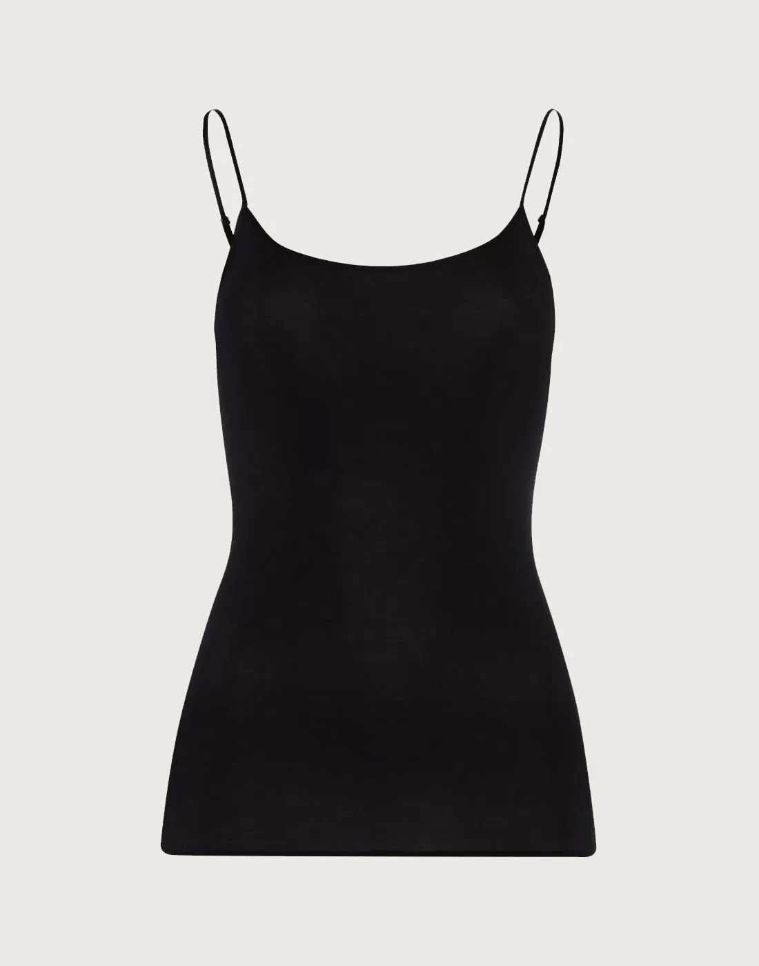 hanro cotton seamless spaghetti topp svart