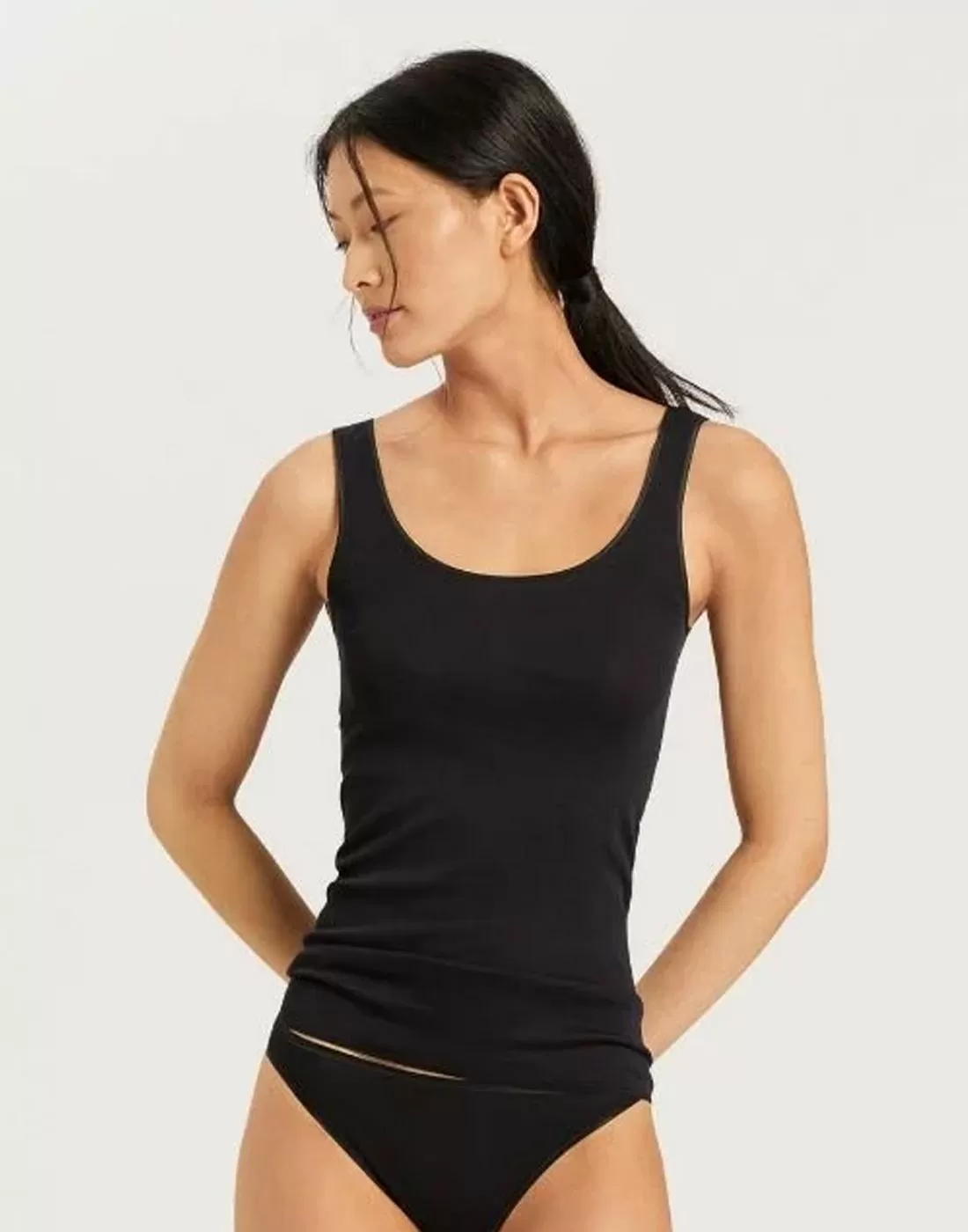 hanro bomull tank top svart