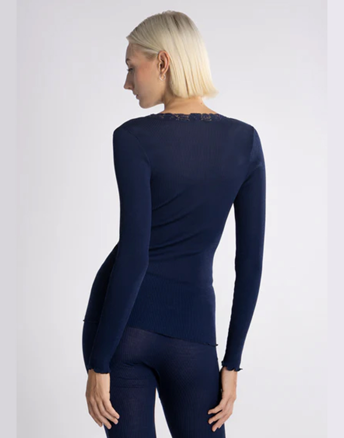 oscalito langermet ull silke genser mørkeblå blonde