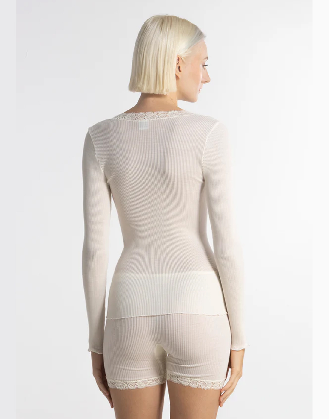 oscalito langermet ull silke genser blonde offwhite