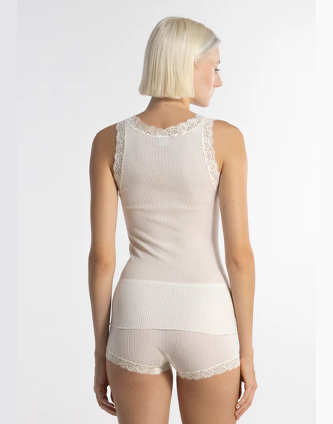 oscalito ull silke tank topp hvit med blonder