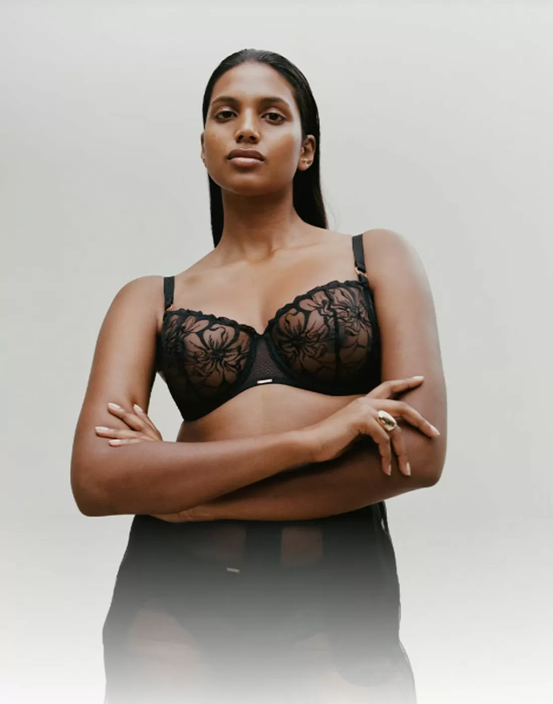 chantelle fleurs BH svart