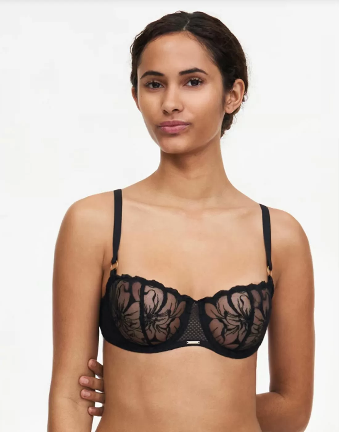 chantelle fleurs BH svart