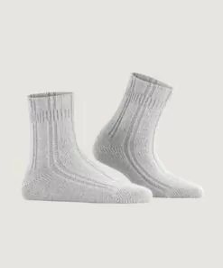 falke bedsock ullsokk silver grå