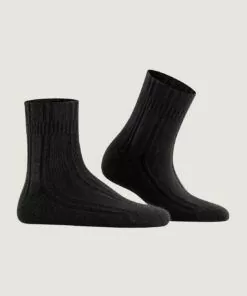 falke bedsock nattsokker ull black