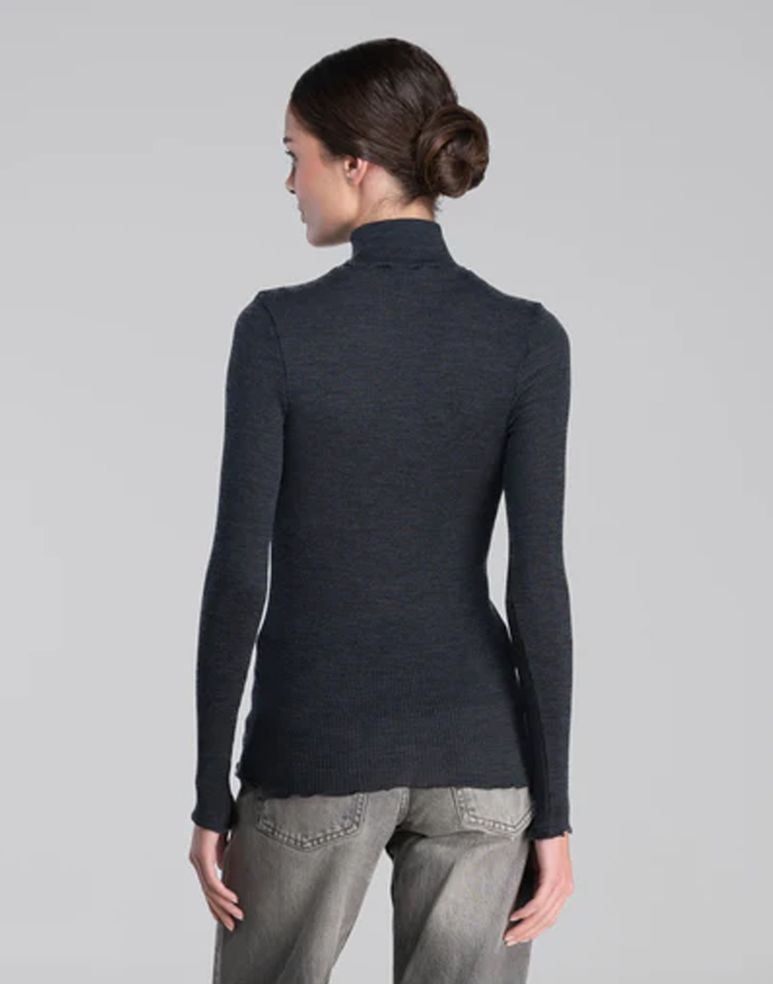 oscalito ull silke genser med høy hals mørkegrå