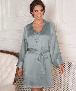 kimono,badekåpe,morgenkåpe,silke,silk,pure,lady,avenue,omslag,grønn,light,petrol,nattøy