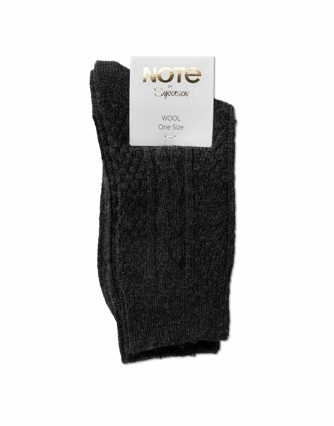 note cable sokk ull antracite grå