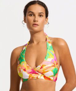 seafolly,bikini,bandeau,uvattert,badetøy,swimbear,bikinitopp,bikinioverdel,spile,wonderland,fuchsiarose,swimwear