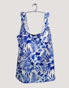 Tankini bikinioverdel i blått og hvitt mønster fra Salta Bad