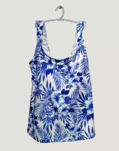 Tankini bikinioverdel i blått og hvitt mønster fra Salta Bad