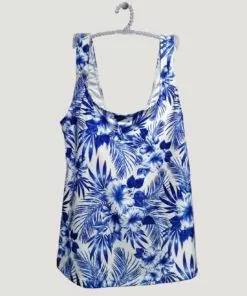 Tankini bikinioverdel i blått og hvitt mønster fra Salta Bad