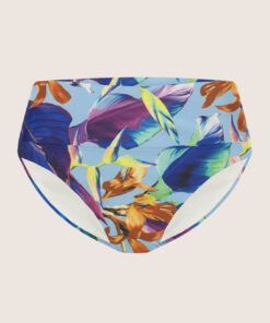 blå high waist høy bikinitruse med blått mønster