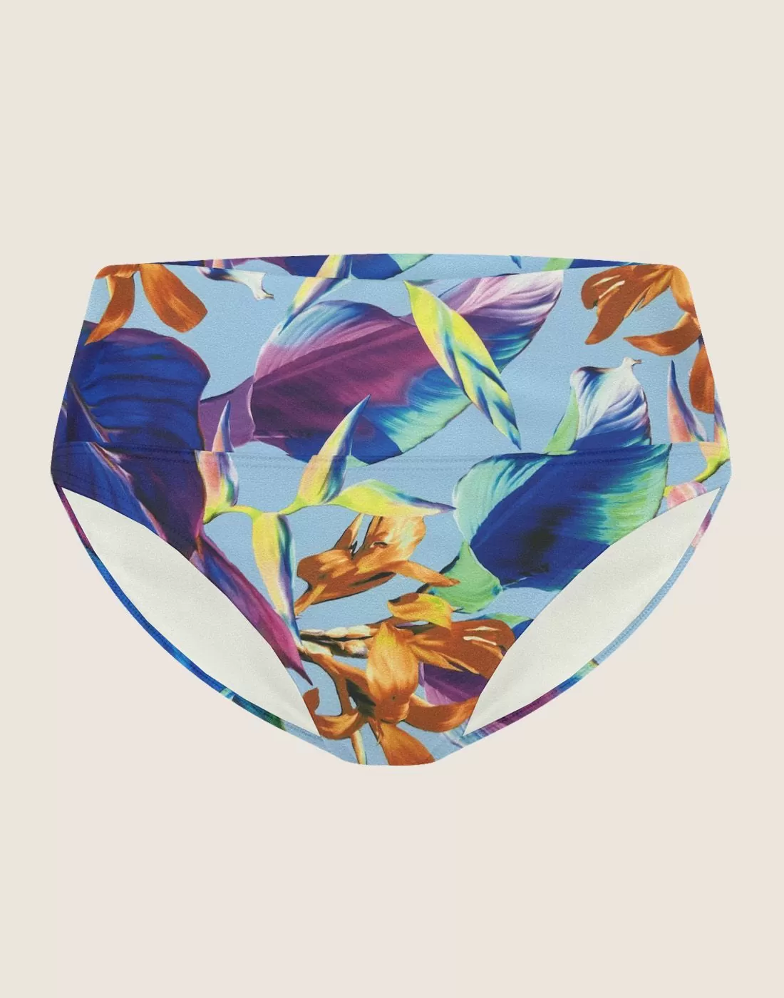 blå high waist høy bikinitruse med blått mønster