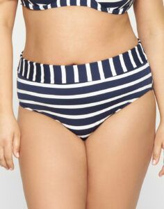 High waist bikinitruse i blå og hvite striper fra merket salta bad