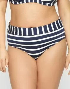 High waist bikinitruse i blå og hvite striper fra merket salta bad