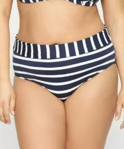 High waist bikinitruse i blå og hvite striper fra merket salta bad