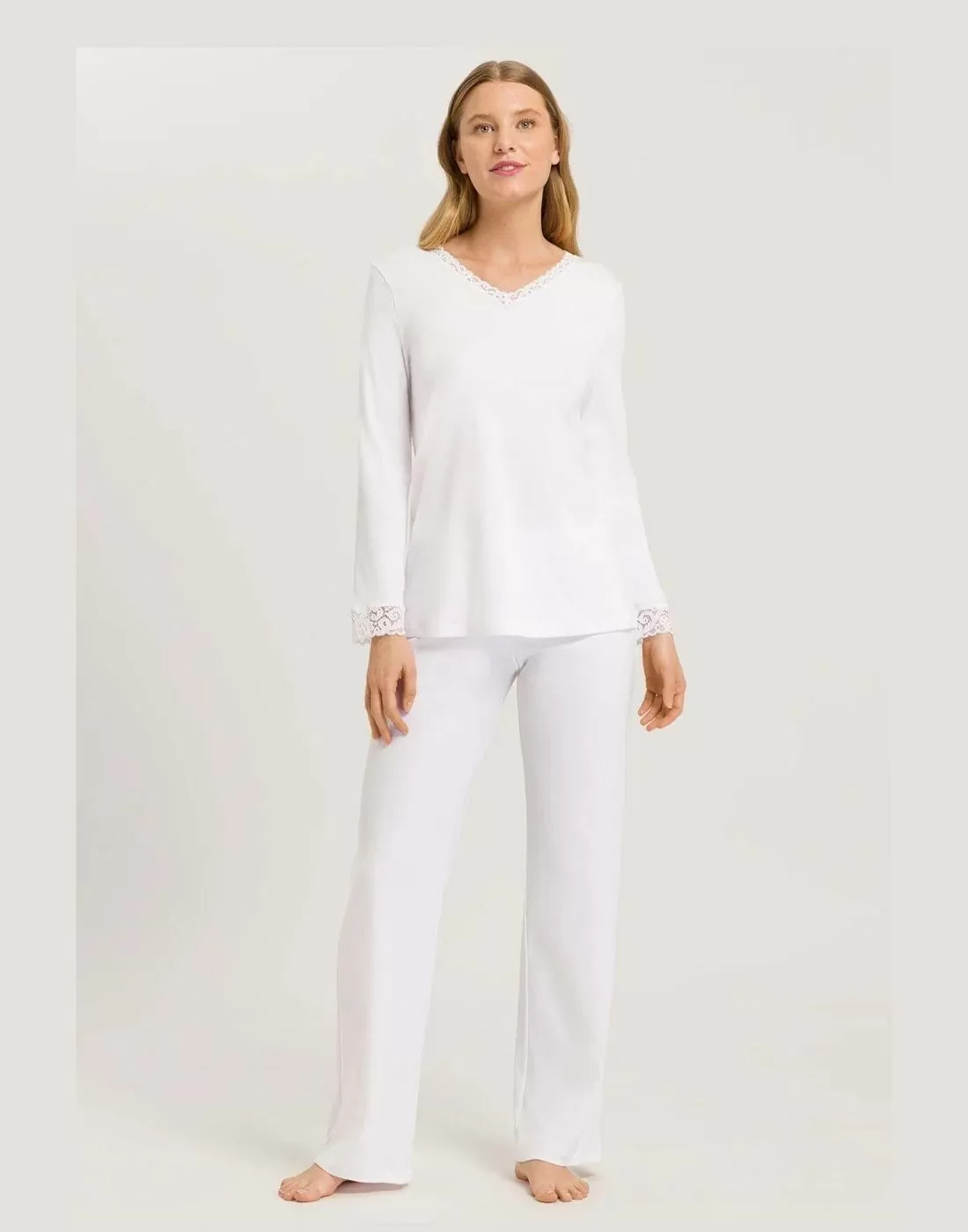 hanro moments pysjamas hvit med blonder