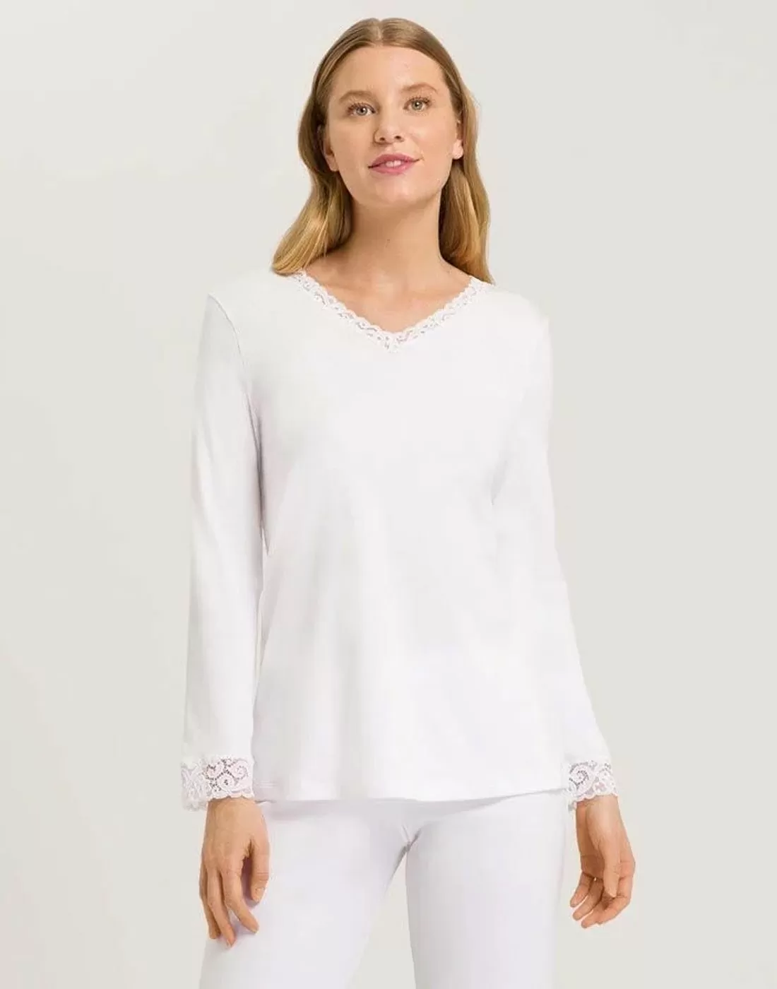 hanro moments pysjamas hvit med blonder