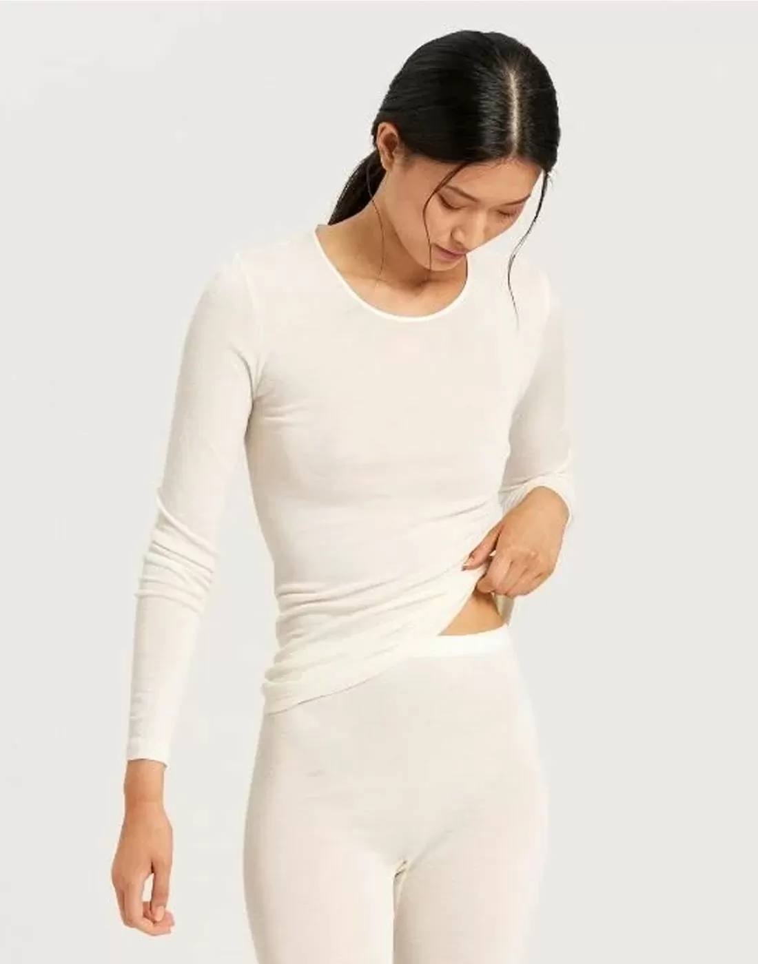 hanro ullundertøy med silke genser offwhite