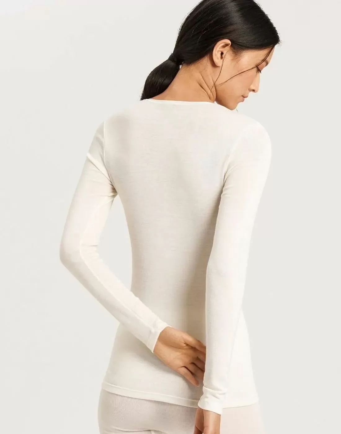 hanro ullundertøy med silke genser offwhite