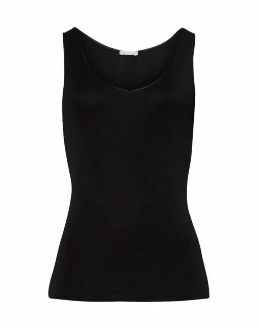 hanro woolen silk ulltopp svart