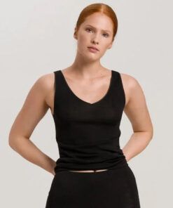 hanro woolen silk ulltopp svart