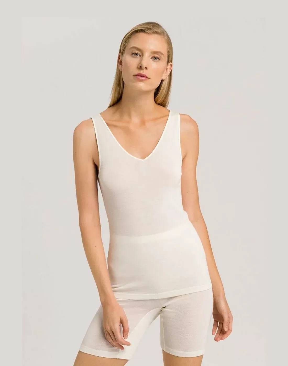 hanro woolen silk ulltopp hvit