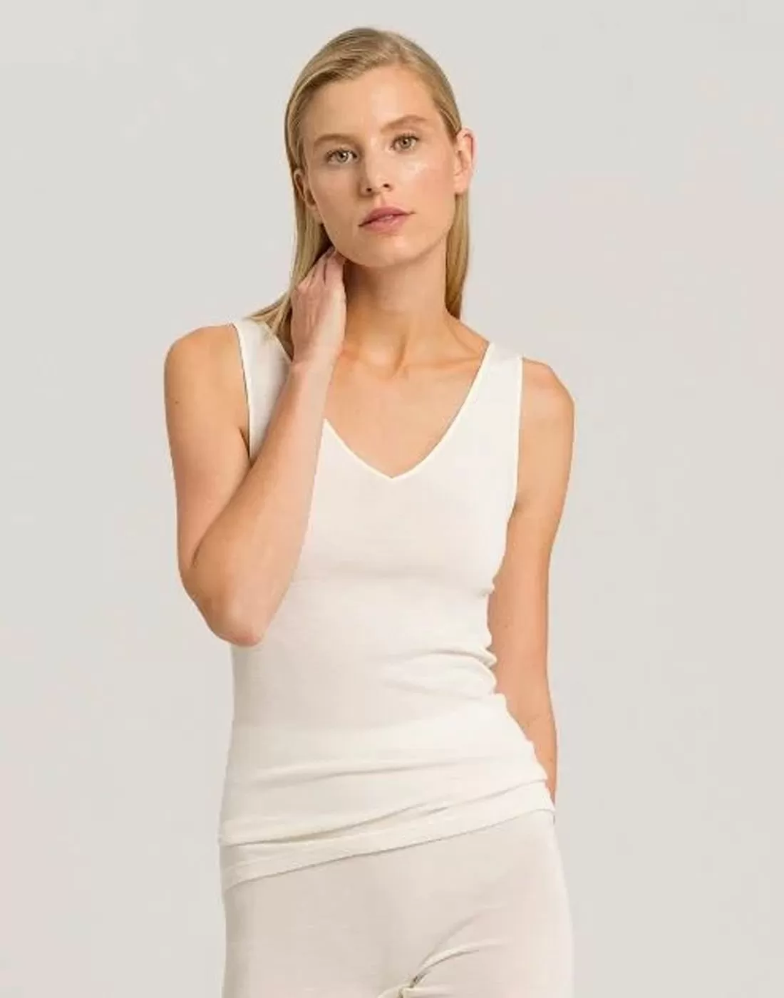 hanro woolen silk ulltopp hvit