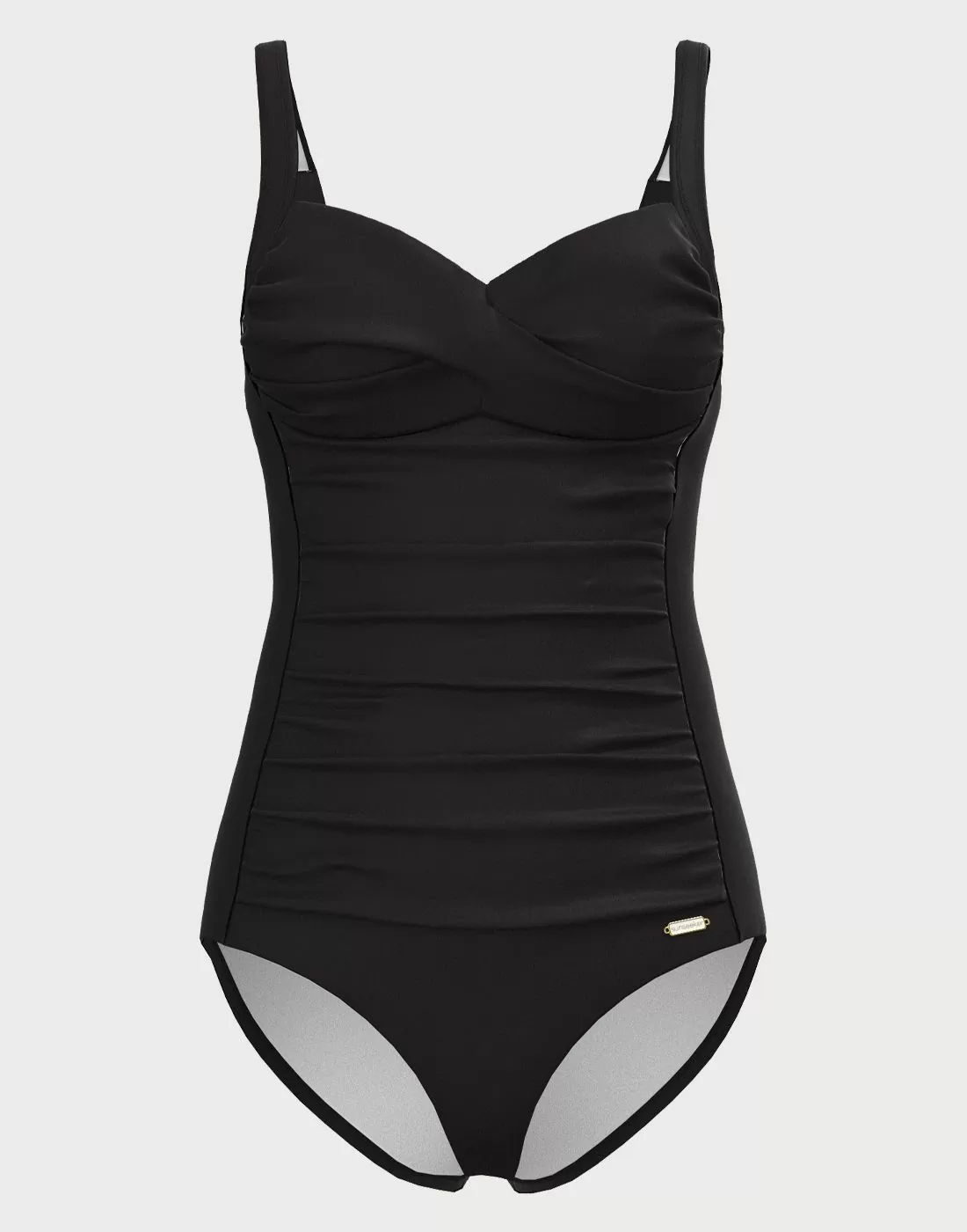 Sort badedrakt mot grå bakrgrunn